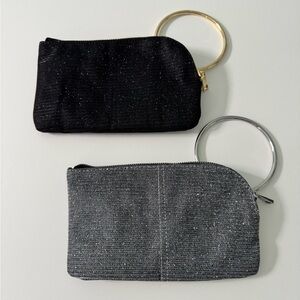 Black and Silver Wristlet Set with Metallic Ring Wrist Handles